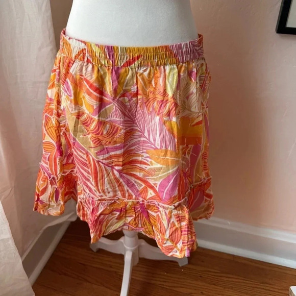C & C California Printed Skirt, Women's Size Large L, Pink/Orange Ruffle… - Picture 1 of 4